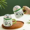 wholesale Panda ceramic mug with lid for students and office use.