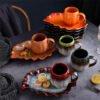 Unique-shaped ceramic dinner plate for home dining