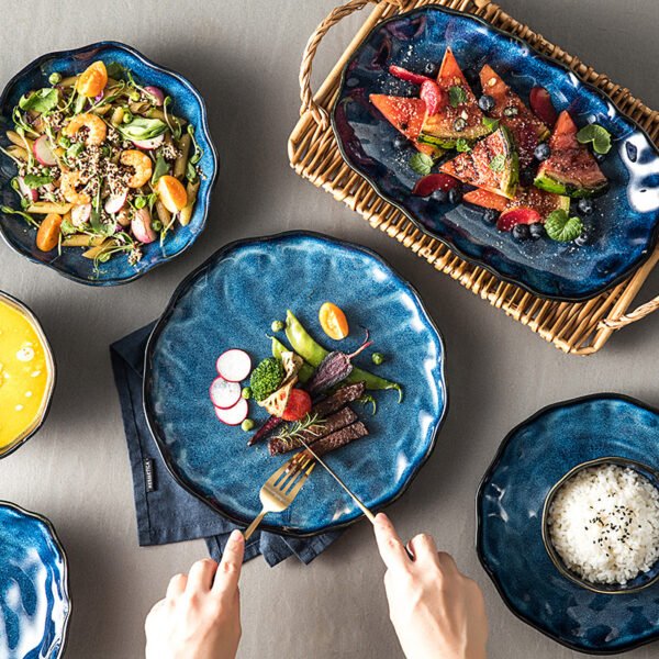 wholesale Nordic kiln-glazed ceramic bowl and plate set for home use