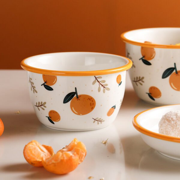 5.3-inch ceramic orange bowl for family use