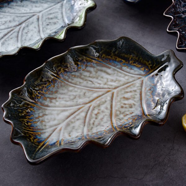 Ceramic sushi plate with unique shape for dining