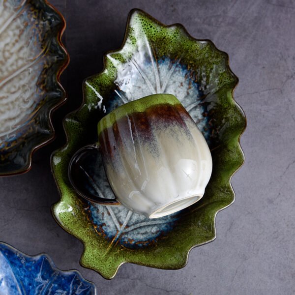 Ceramic dinnerware set with creative plate and cup designs