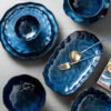 Set of kiln-glazed Nordic ceramic tableware for restaurants