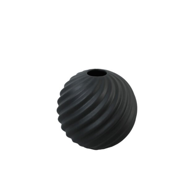 Minimalist black and white round ceramic vase for home and office décor.