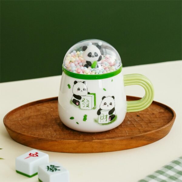 High-quality panda water cup with lid for office and school use.