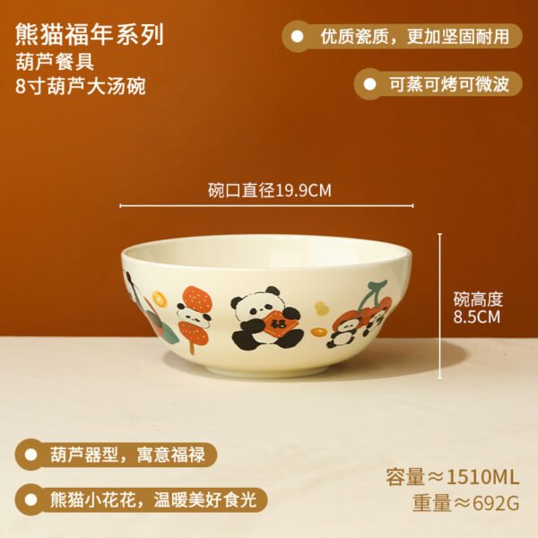 Elegant panda-themed ceramic dinner set