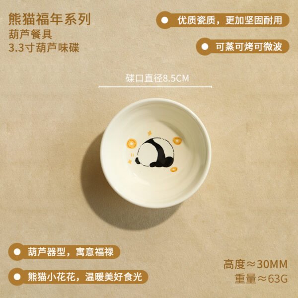 Ceramic panda plate and bowl set for couples