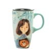 Large ceramic mug with cute design and lid.