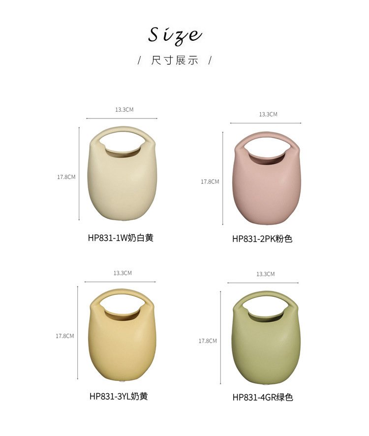 Nordic style ceramic bag vase for living room décor, available for bulk orders.