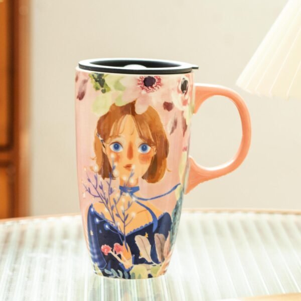 wholesale Cute office coffee mug with ceramic lid.