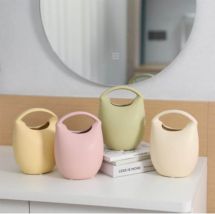 Wholesale ceramic bag vase for interior design projects and modern living rooms.