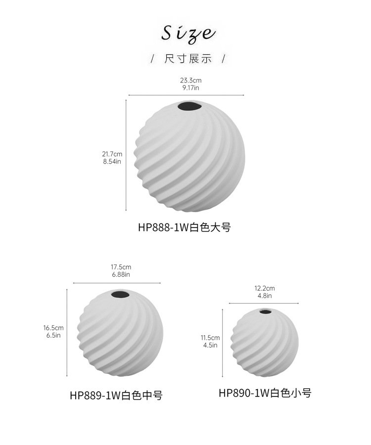 Ceramic round vase in black and white for Wabi-Sabi décor.