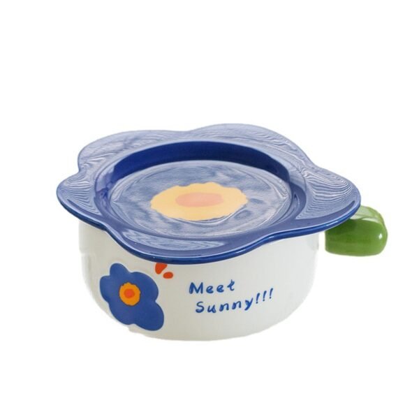 High-capacity flower ceramic soup bowl