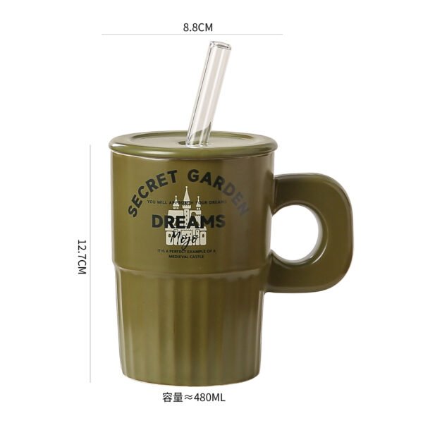 Ceramic mug with straw for students