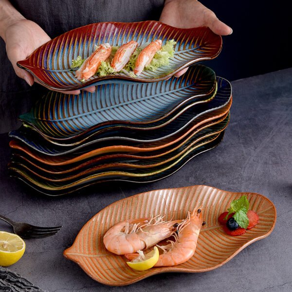 Creative Japanese ceramic leaf plate for table settings