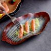 wholesale Japanese leaf-shaped plate with a unique kiln glaze finish