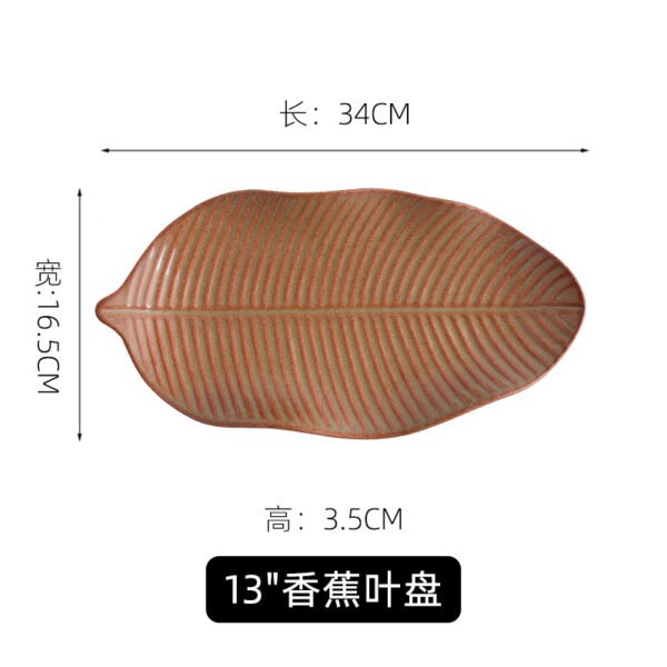 wholesale Leaf relief ceramic plate with kiln-fired glaze for home dining