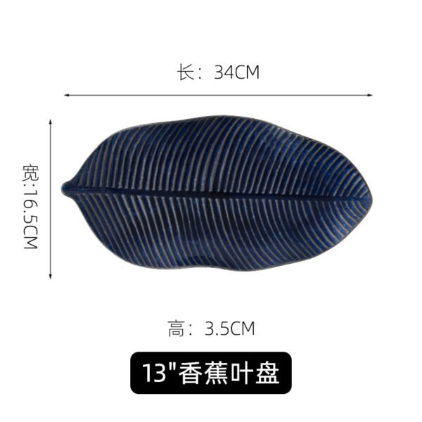wholesale Ceramic leaf plate with natural relief design, ideal for sushi