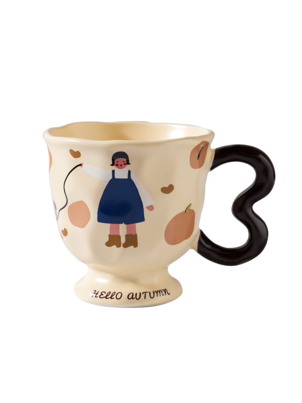High stem ceramic mug for coffee and tea