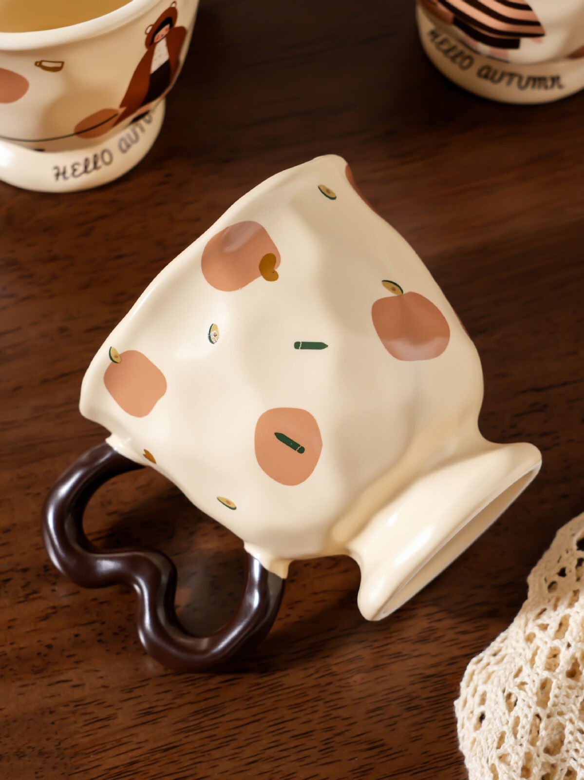 Vintage girl design high stem ceramic coffee mug