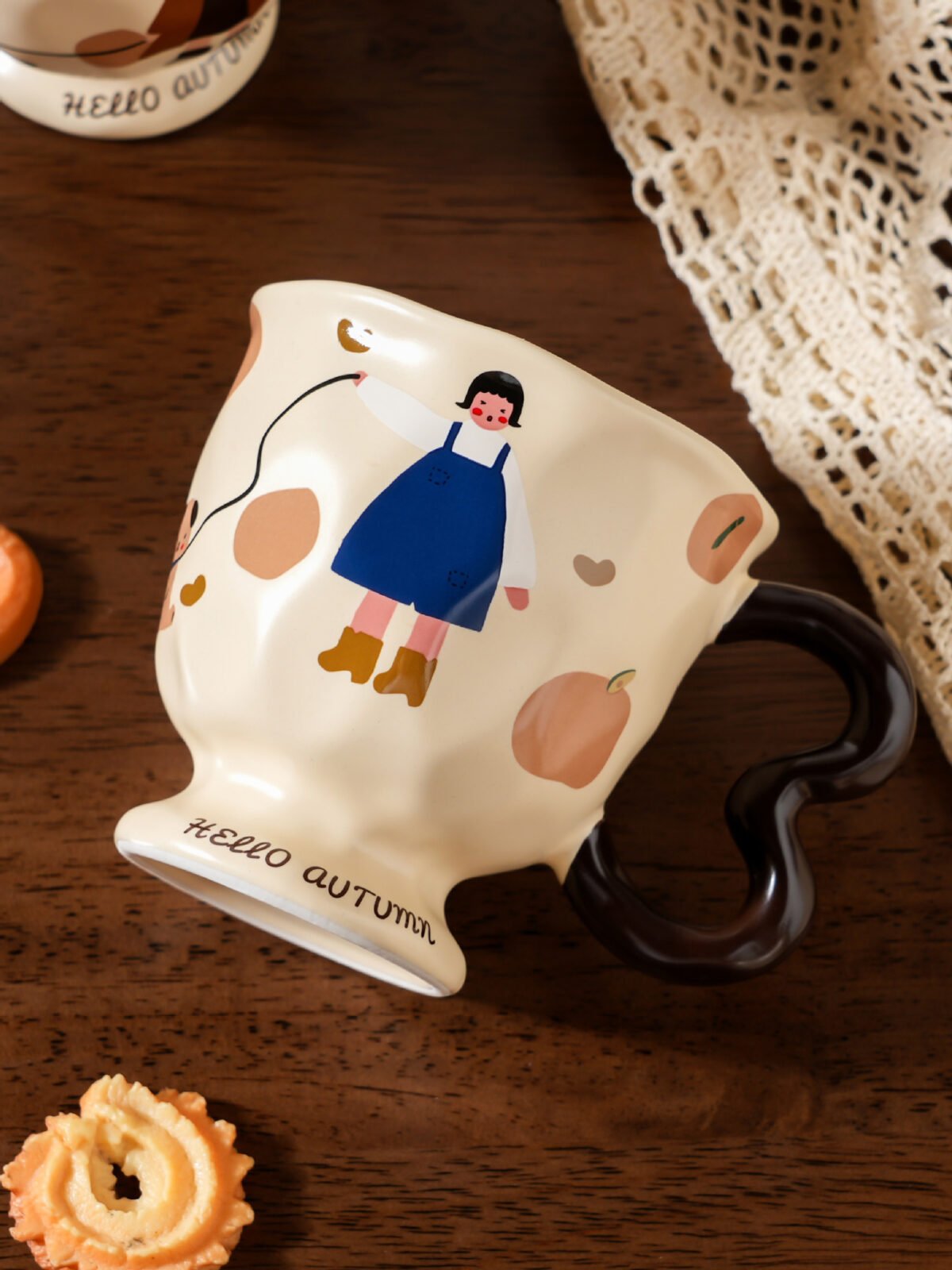 Stylish ceramic coffee mug with vintage design