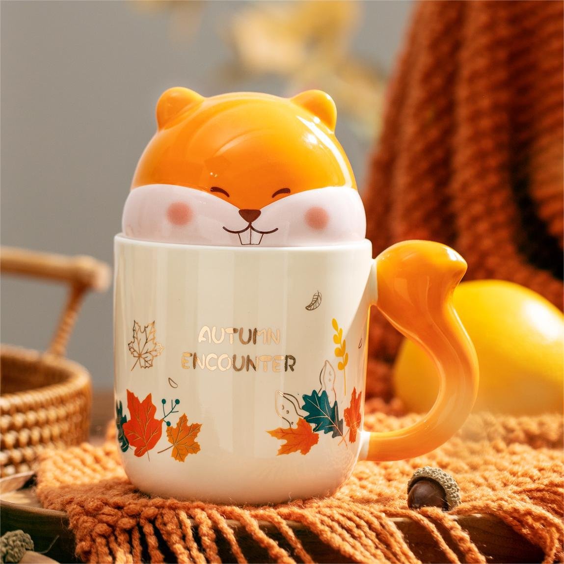 White ceramic mug with ergonomic handle, detailed side view.