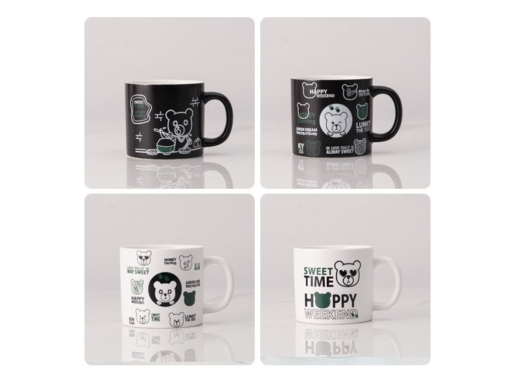Creative graffiti bear ceramic cup for breakfast, available for wholesale.