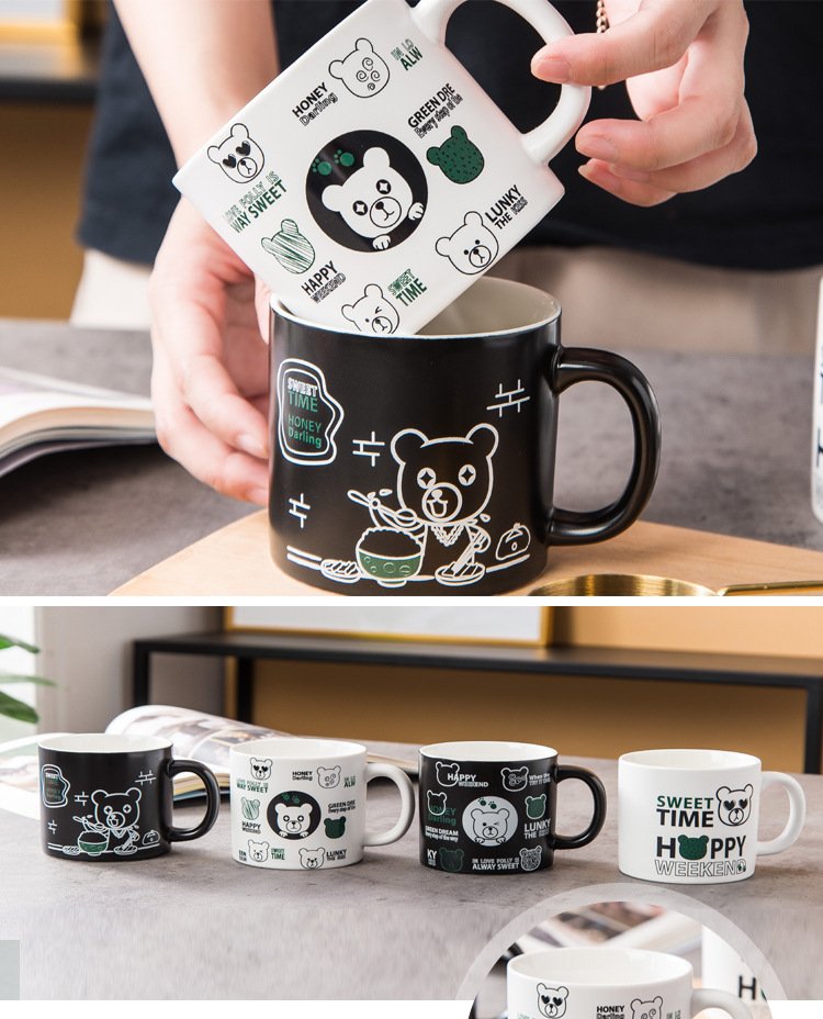 Graffiti bear ceramic coffee mug for bulk orders.