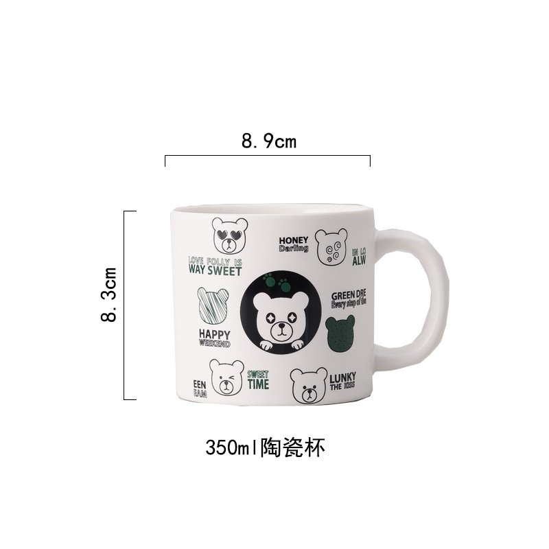 Graffiti bear ceramic breakfast cup for couples, available for wholesale.