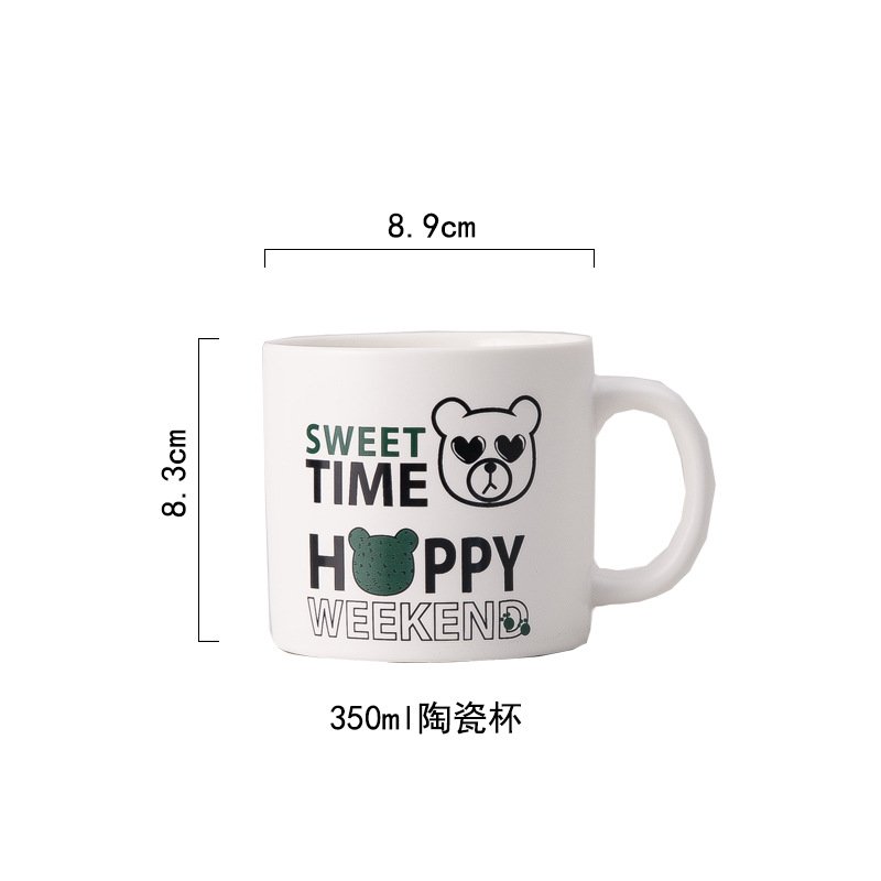 Creative graffiti bear ceramic coffee mug for couples, bulk wholesale.