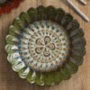 Irregular peacock tail ceramic plate with reactive glaze