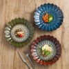 Creative ceramic dish in peacock tail shape