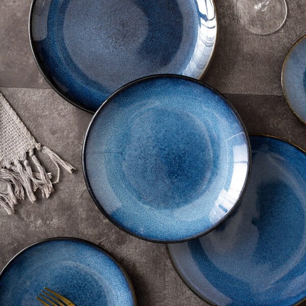 Japanese-style ceramic dinnerware with reactive glaze