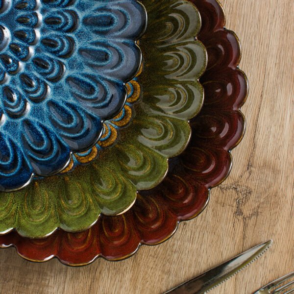 10-inch reactive glaze plate for commercial use