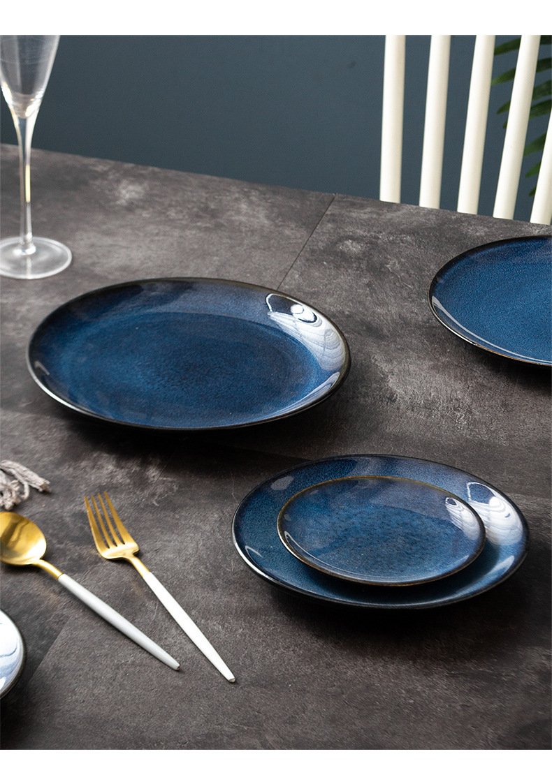 Round ceramic steak plate for hotel dining