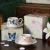 Luxury Butterfly Ceramic Coffee Cup with Saucer - 270ML