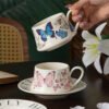 Pink Butterfly Coffee Cup and Saucer Set - 270ML
