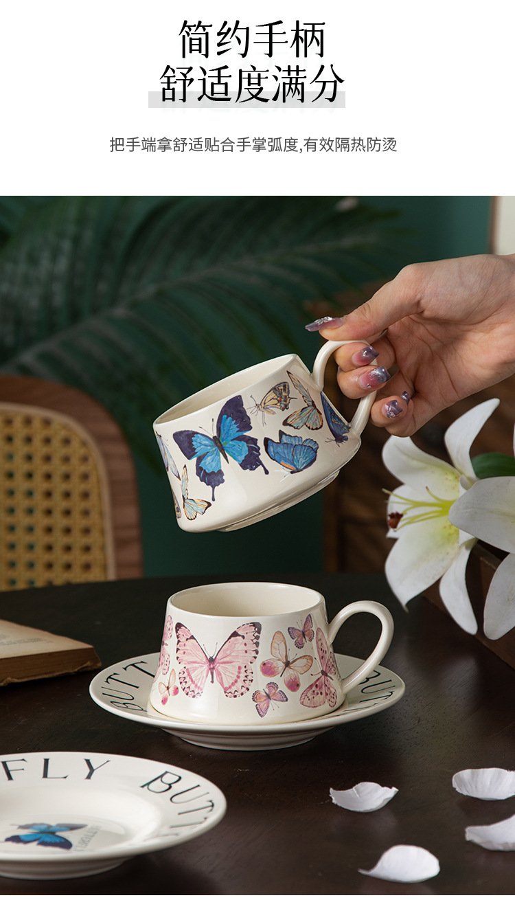 Luxury Ceramic Butterfly Mug for Birthday Gifts