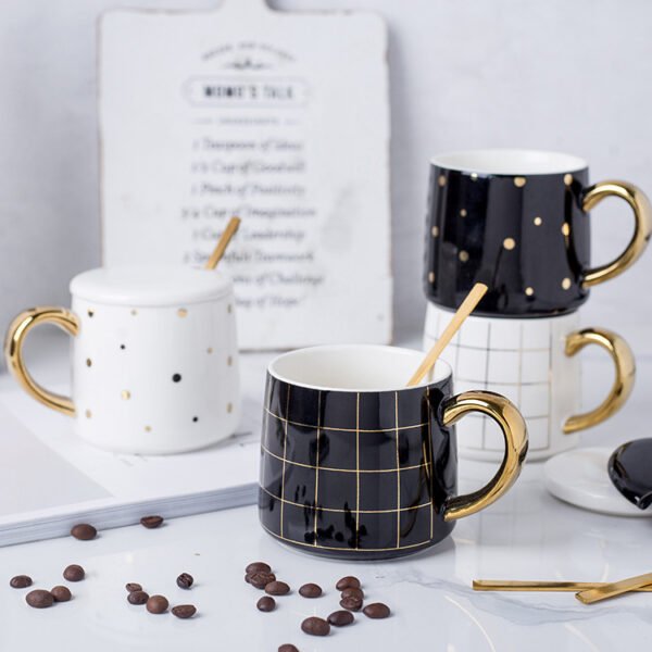 factory wholesale Nordic black and white geometric ceramic coffee mug