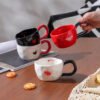 Heart-handle ceramic mug for tea or coffee