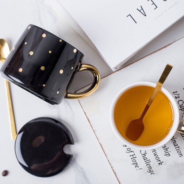 factory wholesale Black and white ceramic mug with modern pattern