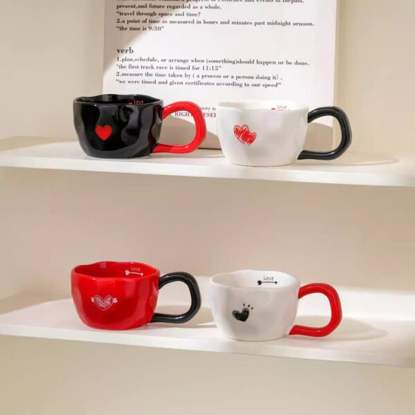 Stylish ceramic coffee cup with heart handle