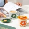factory wholesale Red floral Danish ceramic coffee mug with lid