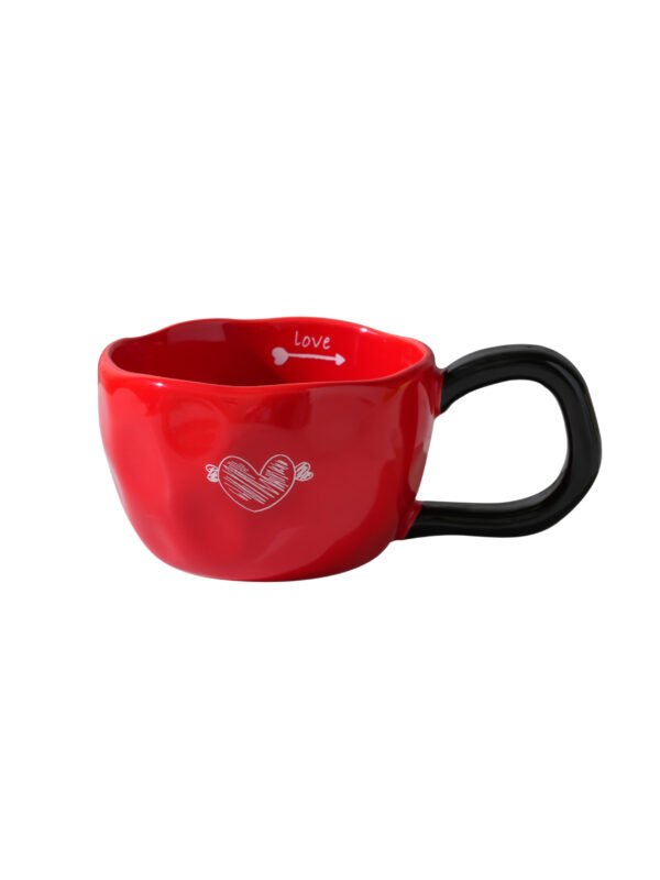 Classic ceramic mug with a heart-shaped handle