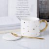 ceramic factory wholesale Office coffee cup in black with dot pattern