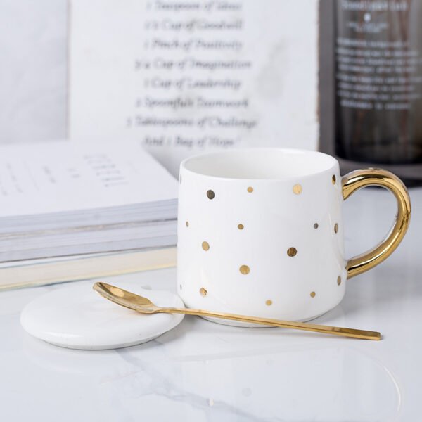 ceramic factory wholesale Office coffee cup in black with dot pattern