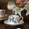 Blue Butterfly Coffee Cup and Saucer Set - 270ML
