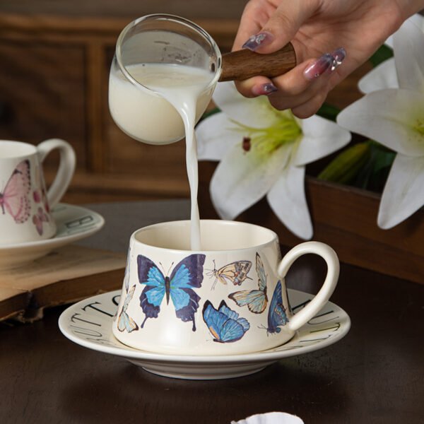 Blue Butterfly Coffee Cup and Saucer Set - 270ML