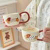 Striped and Dotted Cute Ceramic Mug - 300ML