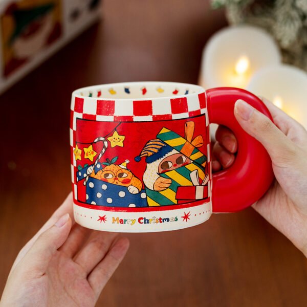 Cute Christmas gift ceramic coffee mug with festive design